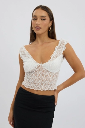 White Lace Top Sleeveless
