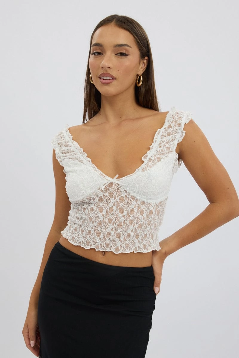 White Lace Top Sleeveless